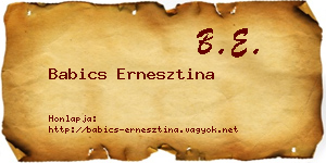 Babics Ernesztina névjegykártya