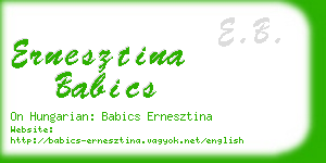 ernesztina babics business card